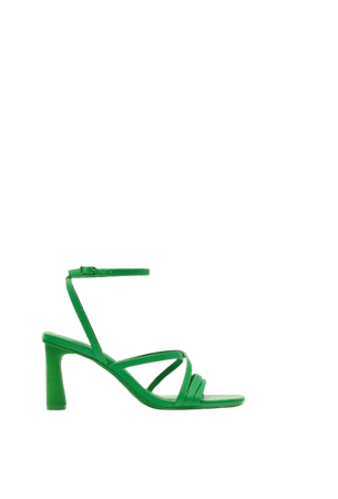 High-heel strappy sandals with ankle strap - Shoes - Woman | Bershka