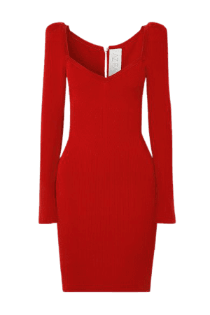 AZ Factory - Mybody Ribbed Stretch-knit Mini Dress - Red