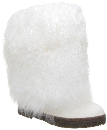 white fur boot