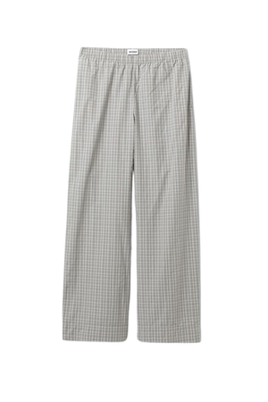 Relaxed Cotton PJ-Trousers - Grey Check - Weekday WW