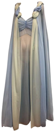 1960s Pastel Green and Blue Grecian-Style Nightgown and Duster
