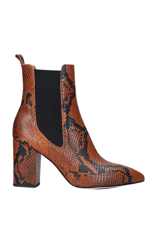 PARIS TEXAS - Snakeskin-embossed leather heeled ankle boots | Selfridges.com