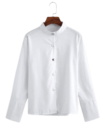 [25% OFF] 2020 Metallic Button Down Office Shirt In WHITE | ZAFUL