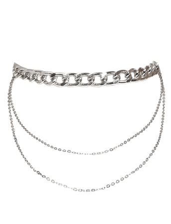 Exhale Triple Chain Linked Detail Choker In Silver