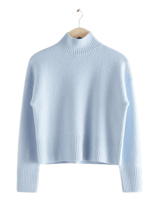 Cropped Mock Neck Sweater - Light Blue - Mock neck sweaters - & Other Stories