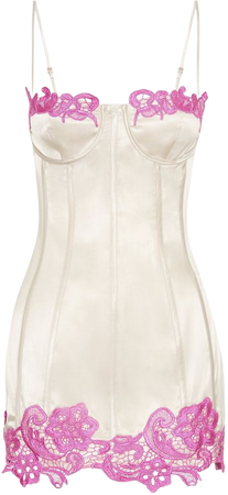 Tatiana Corset Mini Dress With Lace - Nude - MESHKI U.S