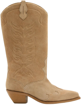 Dolly Western Leather Boots OAK BEIGE | ALLSAINTS US
