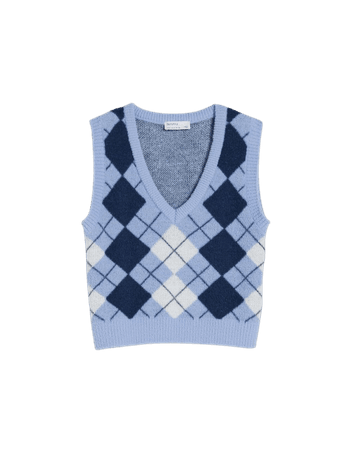 Argyle knit vest - Sweaters and cardigans - Woman | Bershka