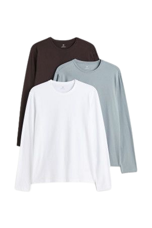 3-pack Slim Fit Jersey Shirts - White/gray/black - Men | H&M US
