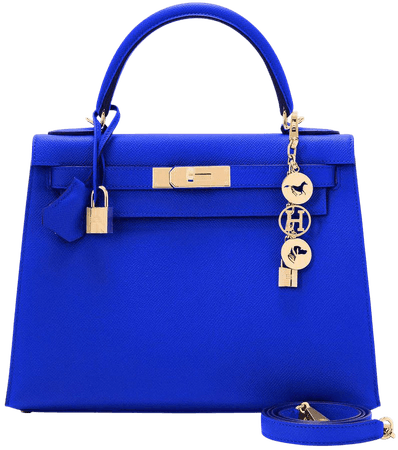 Hermes Kelly 28 Blue Electric Sellier Epsom Shoulder Bag