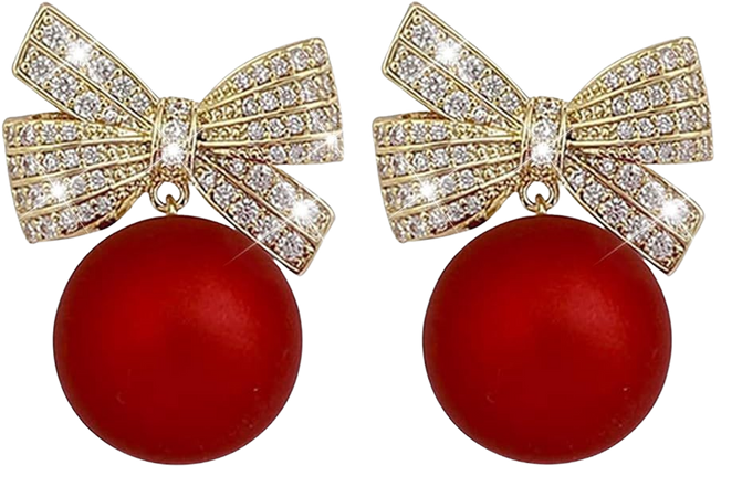 Amazon.com: Christmas Bow Earrings for Women Christmas Red Ball Earrings Xmas Earrings Cubic Zirconia Bow Earrings Christmas Gifts for Girls: Clothing, Shoes & Jewelry