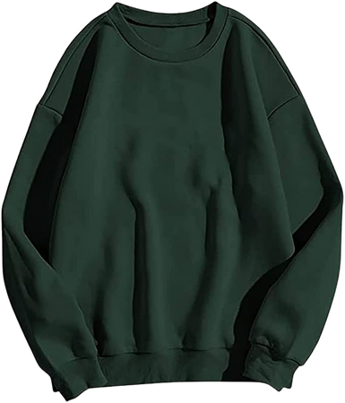 Meladyan Basic Solid Fleece Drop Shoulder Sweatshirt Oversized Premium Crewneck Long Sleeve Pullover Jumper Top Vintage at Amazon Women’s Clothing store