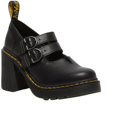 Eviee Sendal Leather Heeled Shoes in Black | Dr. Martens