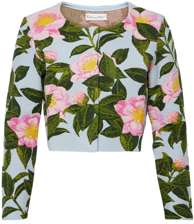 Floral jacquard cropped cardigan in multicoloured - Oscar De La Renta | Mytheresa