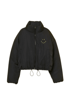 Short Puffer Jacket - Black/Smiley - Ladies | H&M US