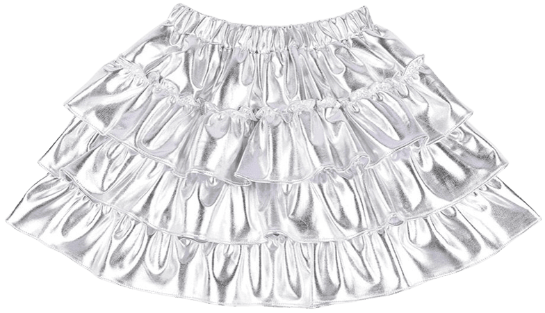 silver ruffle skirt