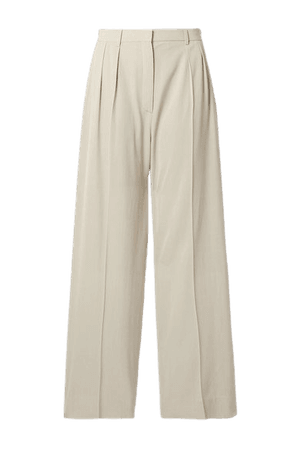 Phoebe Woven Wide-leg Pants - Cream
