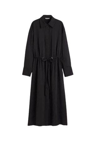 Drawstring Shirt Dress - Black - Ladies | H&M US
