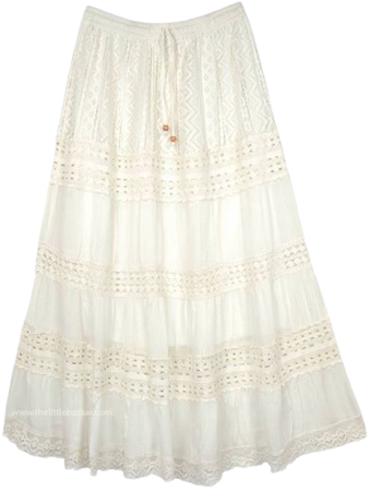 white lace skirt boho
