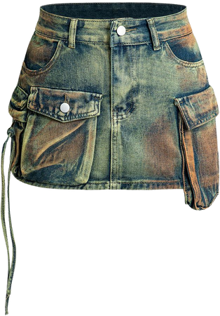 Distressed Flap Pocket Denim Mini Skirt – Micas