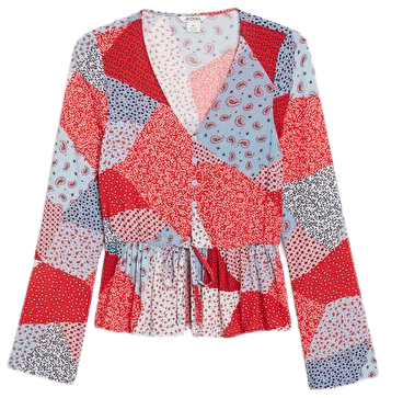 Crepe blouse - Patchwork print - Shirts & Blouses - Monki WW