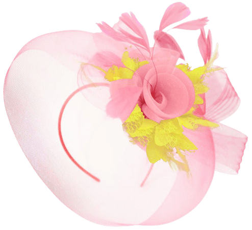 Caprilite Baby Pink and Yellow on Headband Veil UK Wedding | Etsy