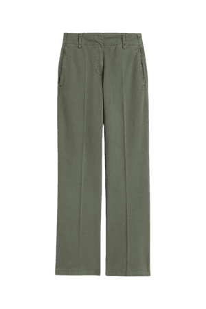 Cotton Twill Chinos - Dark khaki green - Ladies | H&M US