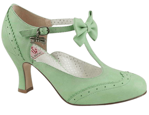 Flapper Mint Green T-Strap Bow Pump 3 Inch Heel Retro Shoe