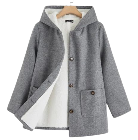 grey hooded coat
