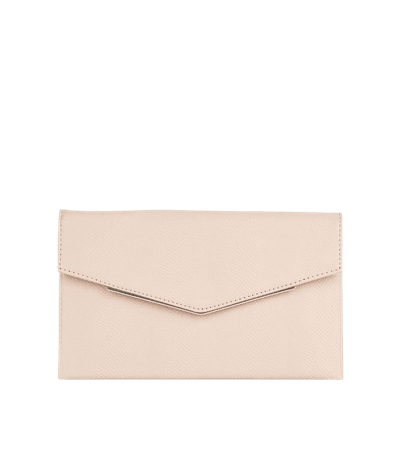 Nude Metal Trim Envelope Clutch Bag | New Look
