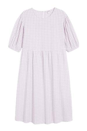 Lilac gingham cotton midi dress - Lilac gingham - Monki WW