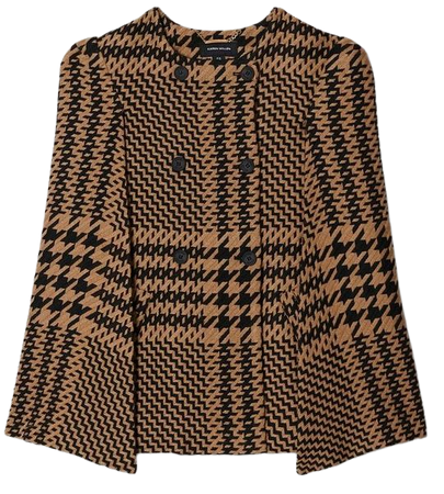 Italian Wool Blend Oversized Dogtooth Cape Coat | Karen Millen