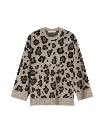 Animal print jacquard sweater - Sweaters and cardigans - Woman | Bershka