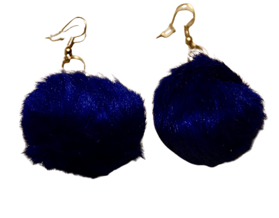 Titanic Blue Fuzzy Furry Earrings