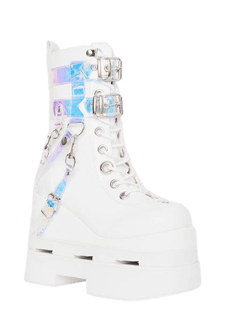 Holographic Harness Platform Boots | Dolls Kill