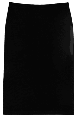 black Angeli mid-calf skirt in black ottoman fabric