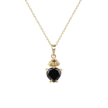 The Sacred Heart Black Spinel Necklace - Gold – REGALROSE
