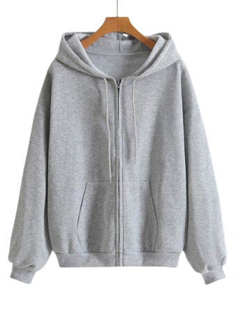 SHEIN EZwear Solid Drawstring Pocket Zip Up Thermal Lined Hoodie | SHEIN USA
