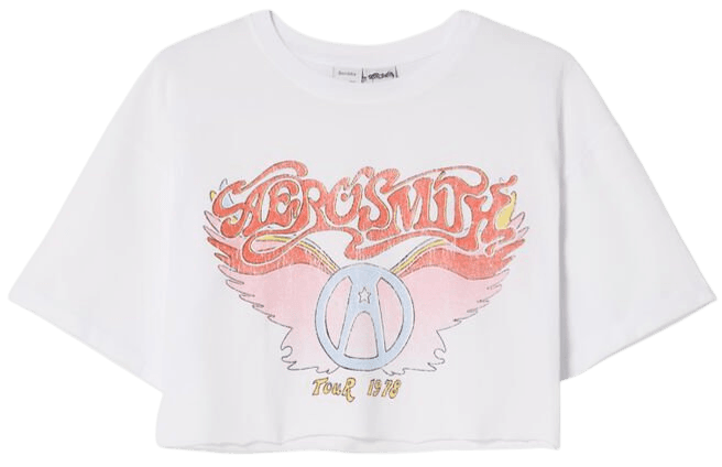 Short sleeve Aerosmith wings print T-shirt - New - Woman | Bershka