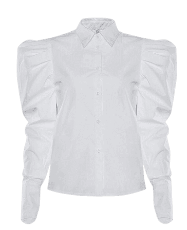 Elegant White Puff Sleeve Turn Down Collar Blouse Shirt | Uniqistic.com