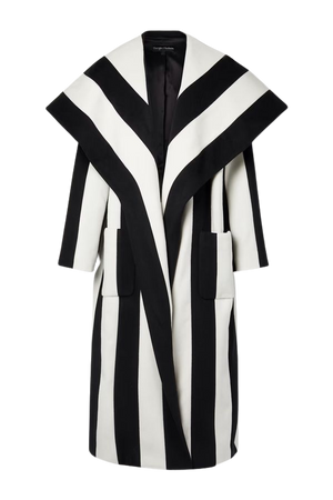 Sergio Hudson striped black and white coat