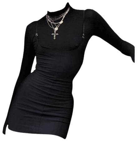 *clipped by @luci-her* Black Layered Bodycon Dress