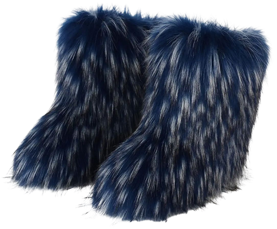 Fluffy Shaggy Faux Fur Warm Snow Winter Boots In BLUE | ZAFUL 2023