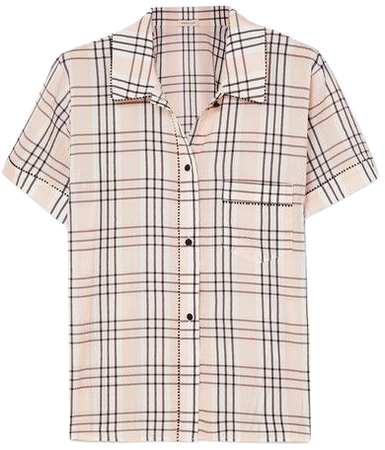 Morgan Lane | Tami plaid seersucker pajama shirt | NET-A-PORTER.COM