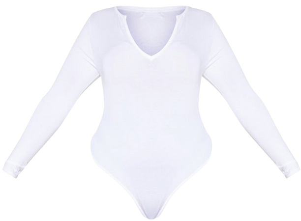 plus size long sleeve white bodysuit
