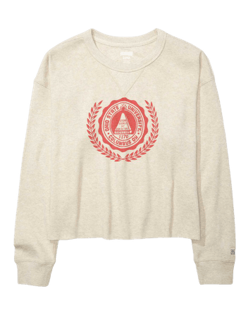 Tailgate Women's OSU Buckeyes Long-Sleeve Cropped Waffle T-Shirt