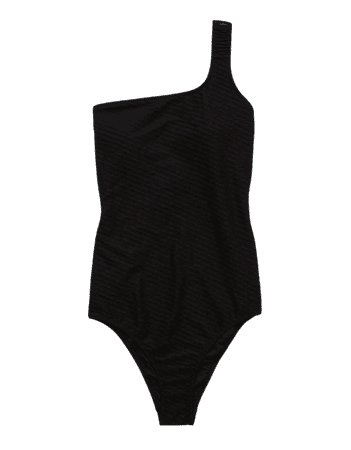 Aerie Jacquard Scrunchie Asymmetrical One Piece Swimsuit