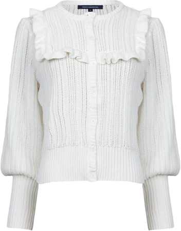 Nellis Cotton Crochet Frill Cardigan Summer White | French Connection US