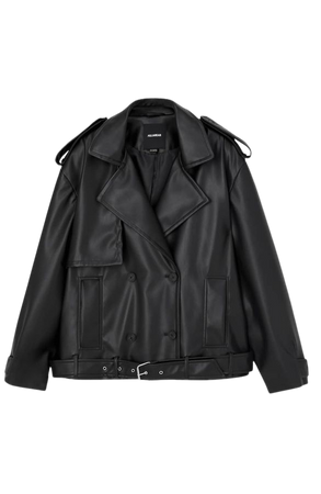Faux leather biker jacket - pull&bear