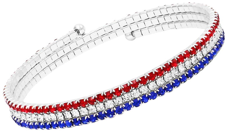 Women's July 4th Red White and Blue Patriotic Rhinestone Flex Wire Cuf – Rosemarie Collections